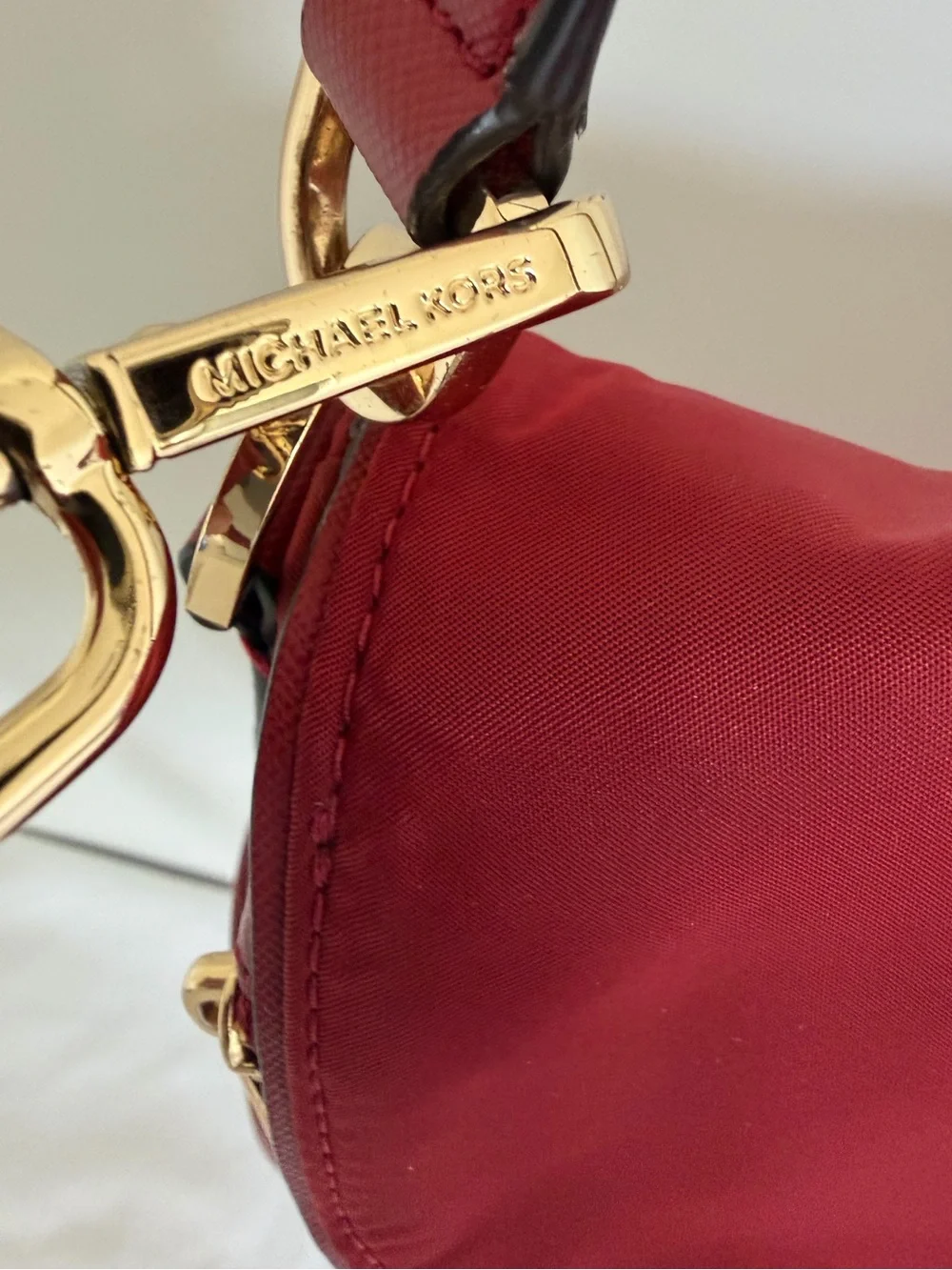 Michael Kors Bedford Nylon Messenger Crossbody Bag Red